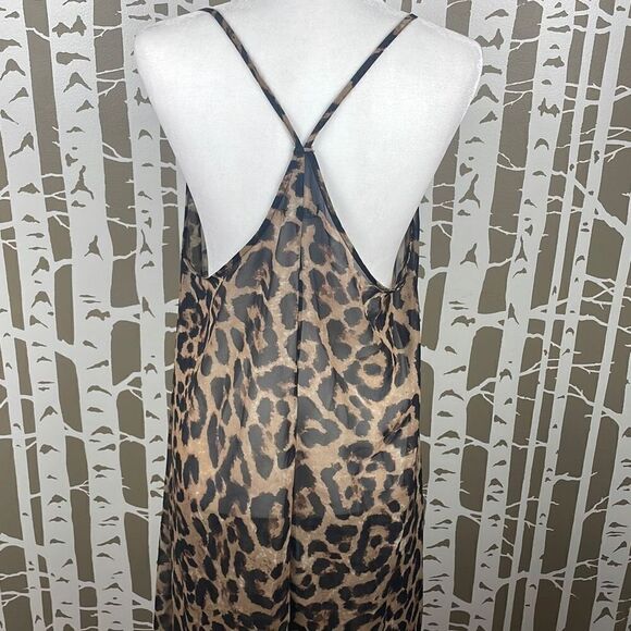 Nasty Gal Collection Sheer Leopard Print Maxi Dress Cover-Up sz 8 - Picture 2 of 8